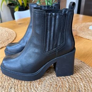 MIA Black Chunky Heel Ankle Boots